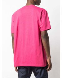 fuchsia bedrucktes T-Shirt mit einem Rundhalsausschnitt von Supreme