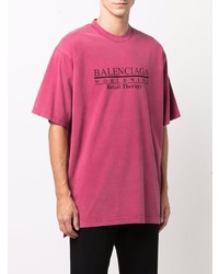 fuchsia bedrucktes T-Shirt mit einem Rundhalsausschnitt von Balenciaga