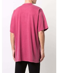 fuchsia bedrucktes T-Shirt mit einem Rundhalsausschnitt von Balenciaga