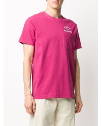 fuchsia bedrucktes T-Shirt mit einem Rundhalsausschnitt von Deus Ex Machina