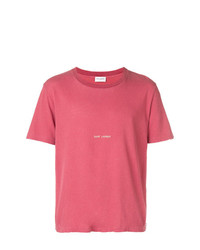 fuchsia bedrucktes T-Shirt mit einem Rundhalsausschnitt von Saint Laurent