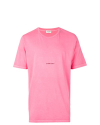 fuchsia bedrucktes T-Shirt mit einem Rundhalsausschnitt von Saint Laurent