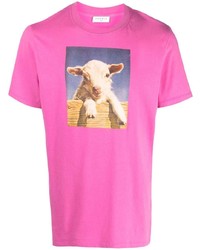 fuchsia bedrucktes T-Shirt mit einem Rundhalsausschnitt von Sandro Paris