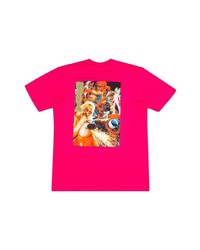 fuchsia bedrucktes T-Shirt mit einem Rundhalsausschnitt von Supreme