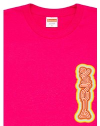 fuchsia bedrucktes T-Shirt mit einem Rundhalsausschnitt von Supreme