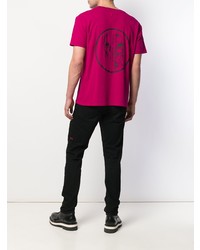fuchsia bedrucktes T-Shirt mit einem Rundhalsausschnitt von RtA