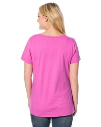 fuchsia bedrucktes T-Shirt mit einem Rundhalsausschnitt von SHEEGO CASUAL