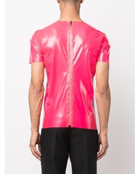 fuchsia bedrucktes T-Shirt mit einem Rundhalsausschnitt von Versace