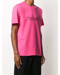 fuchsia bedrucktes T-Shirt mit einem Rundhalsausschnitt von MSGM