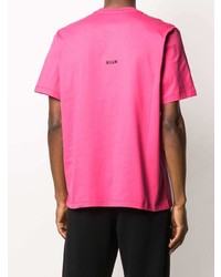 fuchsia bedrucktes T-Shirt mit einem Rundhalsausschnitt von MSGM