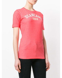 fuchsia bedrucktes T-Shirt mit einem Rundhalsausschnitt von Dsquared2