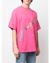 fuchsia bedrucktes T-Shirt mit einem Rundhalsausschnitt von Martine Rose