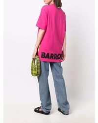 fuchsia bedrucktes T-Shirt mit einem Rundhalsausschnitt von BARROW