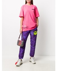 fuchsia bedrucktes T-Shirt mit einem Rundhalsausschnitt von BARROW