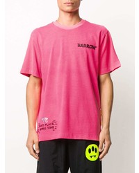 fuchsia bedrucktes T-Shirt mit einem Rundhalsausschnitt von BARROW