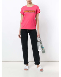 fuchsia bedrucktes T-Shirt mit einem Rundhalsausschnitt von Marc Jacobs