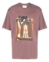 fuchsia bedrucktes T-Shirt mit einem Rundhalsausschnitt von Song For The Mute
