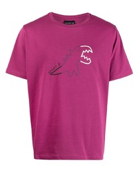 fuchsia bedrucktes T-Shirt mit einem Rundhalsausschnitt von SPORT b. by agnès b.