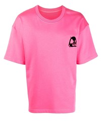 fuchsia bedrucktes T-Shirt mit einem Rundhalsausschnitt von Styland