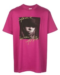 fuchsia bedrucktes T-Shirt mit einem Rundhalsausschnitt von Supreme