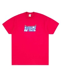 fuchsia bedrucktes T-Shirt mit einem Rundhalsausschnitt von Supreme