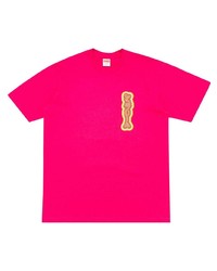 fuchsia bedrucktes T-Shirt mit einem Rundhalsausschnitt von Supreme