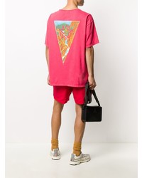 fuchsia bedrucktes T-Shirt mit einem Rundhalsausschnitt von Rhude