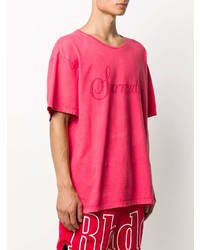 fuchsia bedrucktes T-Shirt mit einem Rundhalsausschnitt von Rhude