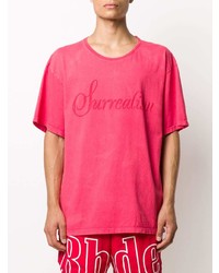 fuchsia bedrucktes T-Shirt mit einem Rundhalsausschnitt von Rhude