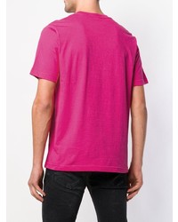 fuchsia bedrucktes T-Shirt mit einem Rundhalsausschnitt von Diesel