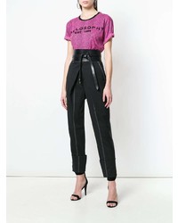 fuchsia bedrucktes T-Shirt mit einem Rundhalsausschnitt von Philosophy di Lorenzo Serafini