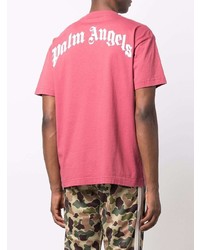 fuchsia bedrucktes T-Shirt mit einem Rundhalsausschnitt von Palm Angels