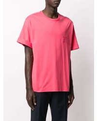 fuchsia bedrucktes T-Shirt mit einem Rundhalsausschnitt von Neil Barrett