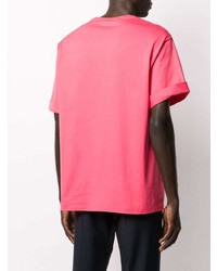 fuchsia bedrucktes T-Shirt mit einem Rundhalsausschnitt von Neil Barrett