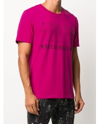 fuchsia bedrucktes T-Shirt mit einem Rundhalsausschnitt von Moschino