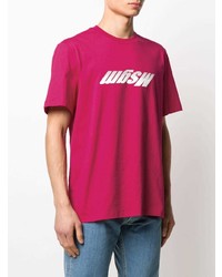 fuchsia bedrucktes T-Shirt mit einem Rundhalsausschnitt von MSGM