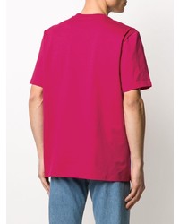 fuchsia bedrucktes T-Shirt mit einem Rundhalsausschnitt von MSGM