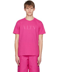 fuchsia bedrucktes T-Shirt mit einem Rundhalsausschnitt von Valentino