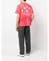 fuchsia bedrucktes T-Shirt mit einem Rundhalsausschnitt von Amiri