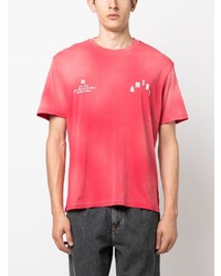 fuchsia bedrucktes T-Shirt mit einem Rundhalsausschnitt von Amiri