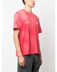 fuchsia bedrucktes T-Shirt mit einem Rundhalsausschnitt von Amiri