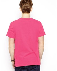 fuchsia bedrucktes T-Shirt mit einem Rundhalsausschnitt von Voi Jeans