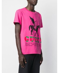 fuchsia bedrucktes T-Shirt mit einem Rundhalsausschnitt von Gucci