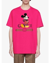 fuchsia bedrucktes T-Shirt mit einem Rundhalsausschnitt von Gucci