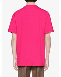 fuchsia bedrucktes T-Shirt mit einem Rundhalsausschnitt von Gucci