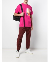 fuchsia bedrucktes T-Shirt mit einem Rundhalsausschnitt von Supreme