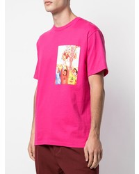 fuchsia bedrucktes T-Shirt mit einem Rundhalsausschnitt von Supreme