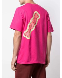 fuchsia bedrucktes T-Shirt mit einem Rundhalsausschnitt von Supreme