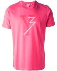 fuchsia bedrucktes T-Shirt mit einem Rundhalsausschnitt von Y-3