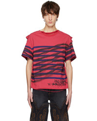 fuchsia bedrucktes T-Shirt mit einem Rundhalsausschnitt von Y/Project